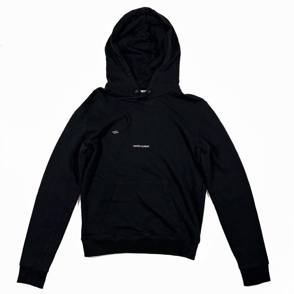 Saint Laurent Rive Gauche Logo Hoodie Black Size S 2019